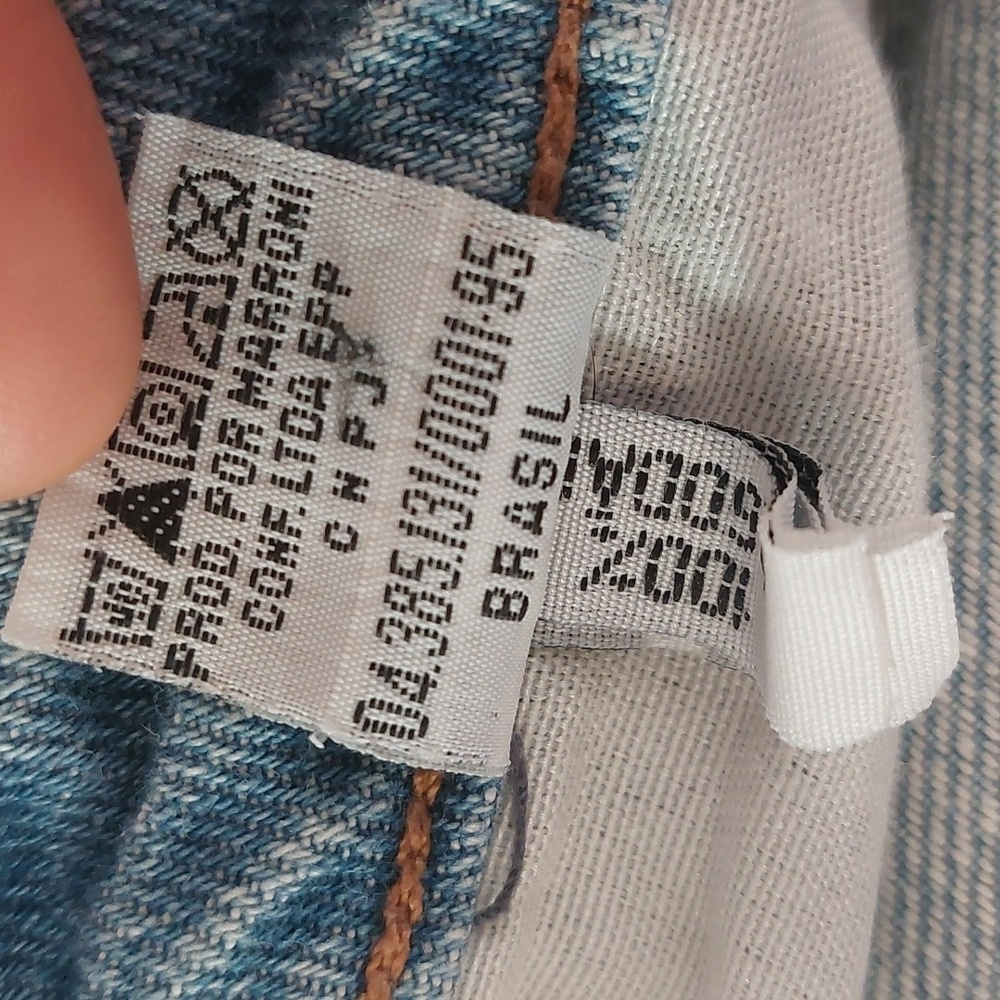 Vintage Patchwork Made In Brazil Light Wash Blue Denim Booty Jean Shorts Size 8 - Picture 9 of 10